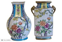 vintage pair of 1930s handpainted nippon vases