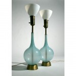 vintage pair of 1950s glass table lamps