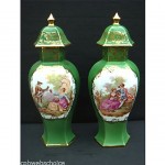 vintage pair of limoges lidded vases