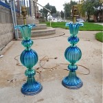 vintage pair of marbro glass lamps