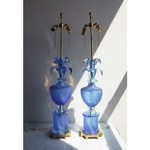 vintage pair of mid-century marbro murano lamps