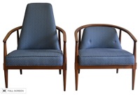 vintage pair of sculptural lounge chairs