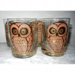 vintage set of georges briard owl glasses