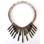vintage sterling modernist onyx necklace