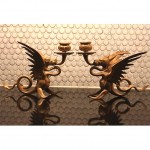 vintage tiffany and co brass dragon candleholders