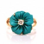 vintage turquoise diamond flower ring