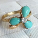 vintage victorian art nouveau turquoise and diamond ring