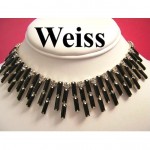 vintage weiss rhinestone necklace