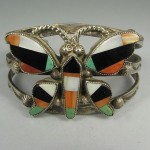 vintage zuni mosaic inlay butterfly bracelet