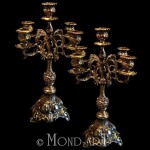 vintage 1930s pair of large bronze cast candelabra