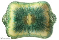 antique 1890s majolica palm platter