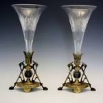 antique 19th century bronze and cut crystal vases