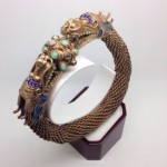 antique chinese silver enamel jeweled bracelet