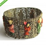 antique chinese silver filigree immortals bracelet