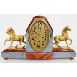 antique french bronze marble mantel clock