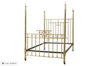 antique full size brass bed with mother-of-pearl detail