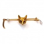 antique gold fox head stock pin brooch