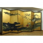 antique japanese byobu folding screen