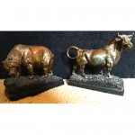 antique p herzel bronze bull bear stock market bookends