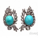 antique palladium and turquoise earrings