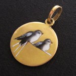 antique victorian 14k enamel bird charm