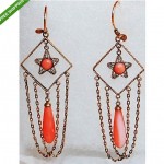 antique victorian coral drop earrings