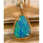 vintage 18k black opal diamond pendant