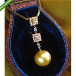 vintage 18k diamond golden pearl rose gold necklace