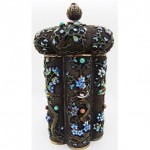 vintage 1920s chinese silver filigree enamel jeweled tea caddy