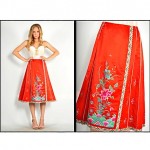 vintage 1940s embroidered silk wrap skirt