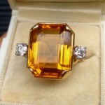 vintage 1950s citrine and diamond cocktail ring