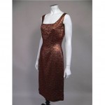 vintage 1950s copper lame cocktail dress