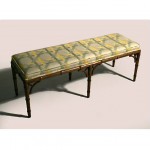 vintage 1950s faux bamboo chinese chippendale bench
