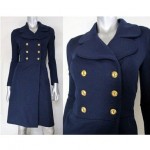 vintage 1960s butte knit navy military coat