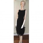 vintage 1960s peggy hunt feathered cocktail dress