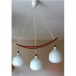 vintage 1960s teak glass suspension lamp