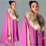 vintage 1960s wool fox collar cape cloak