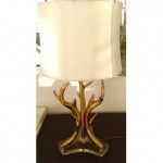 vintage 1970s brass and lucite antler lamp