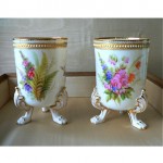 vintage 19th century pair of royal worchester handpainted porcelain cabinet vases