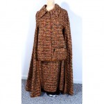 vintage bonnie cashin tweed cape coat with skirt set