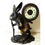 vintage brass porcelain rabbit clock