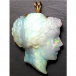 vintage carved opal aphrodite pendant