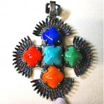 vintage castlecliff art glass pendant