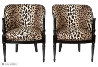 vintage cheetah patterned tub chairs