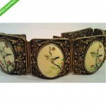 vintage chinese filigree handpainted bracelet