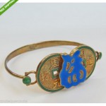 vintage chinese gilt silver and guilloche enamel longevity bracelet