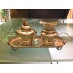 vintage chinese solid silve milk and sugar service with tray