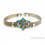 vintage estate opal silver mesh bracelet