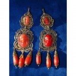 vintage georgian victorian coral cameo earrings