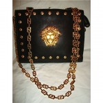 vintage gianni versace medusa chain leather handbag